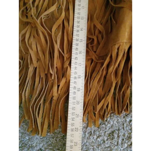 FOREVER 21 Fringe Pigskin Leather Suede Snap Cropped Brown Jacket Womens Small - Picture 11 of 12